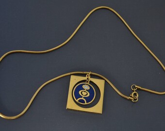 vintage De passille sylvestre pendant necklace enamel quebec Modernist jewelry MCM