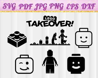 Lego Man SVG, Legos, Lego Head svg, DXF, Lego Bricks SVG Cutting File, Clip Art, Cricut, Cameo, Silhouette, svg, jpg, pdf, png, dxf, eps