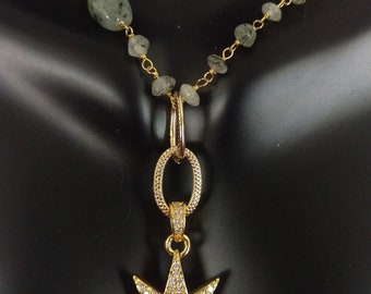 Pave sunburst necklace