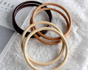 One Pair / Two PCS, Wooden Circle Bag Purse Handle, 15cm Diameter Available