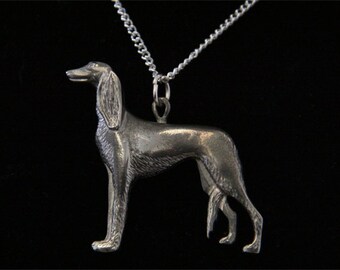 Saluki Necklace - Saluki Jewelry - Pewter Saluki Dog