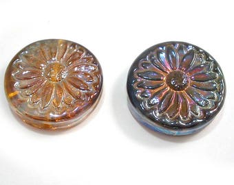 Handmade Lampwork Glass Beads, Lustre Flower Tabular Focals