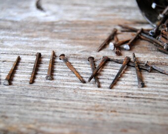 Antique Square Nails 1800s, Salvaged Lath Board Nails: Set of 10 - Steampunk Assemblage Art