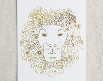 Zodiac - Leo Lion Foil Print