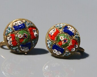 Vintage Mosaic Glass Earrings