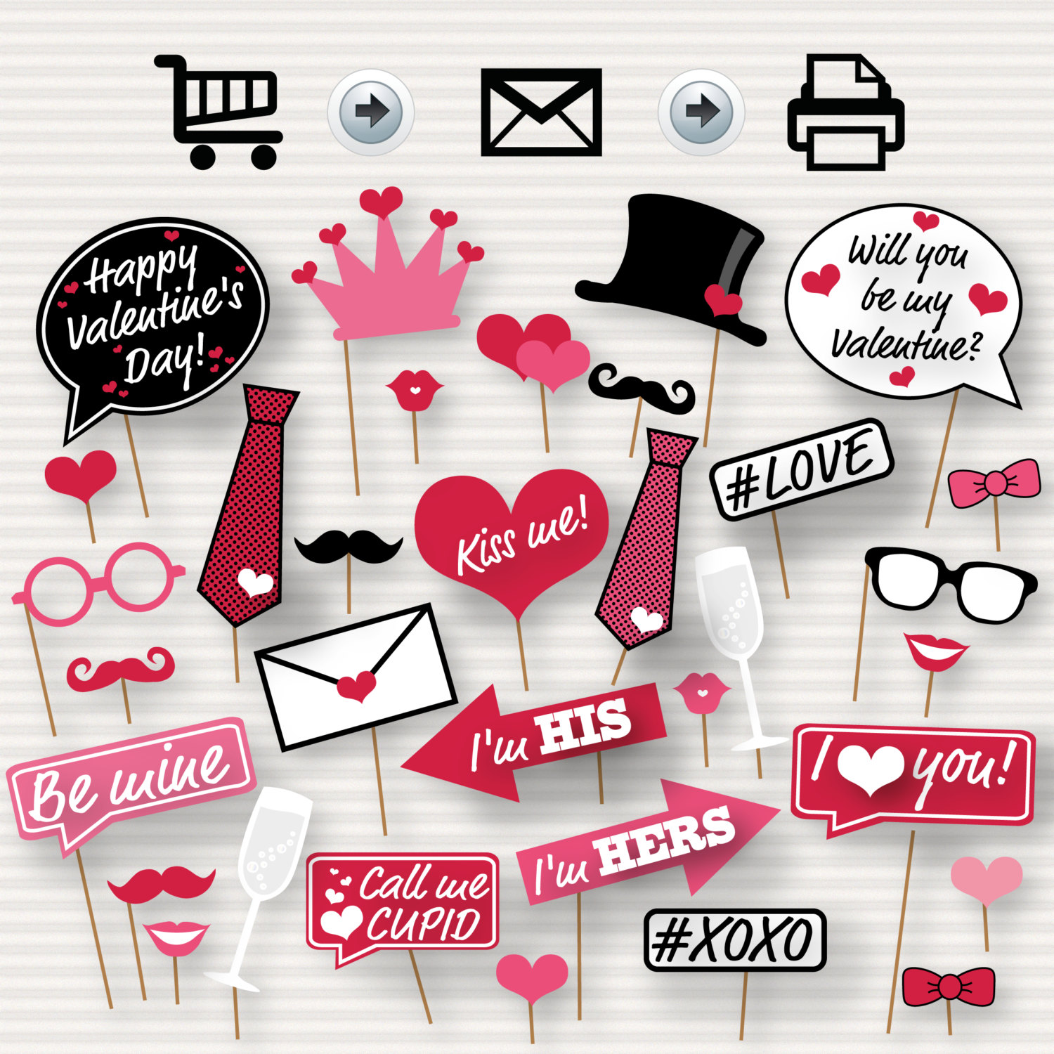 Valentine's Day Printable Photo Booth Props