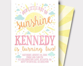 Sunshine Birthday Invitation | You Are my Sunshine | Summer Birthday Invitation | First Birthday | Second Birthday |