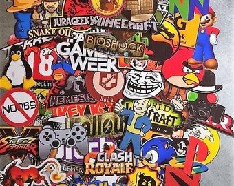 Set of stickers Geek, video games, gamer, console, nintendo hero, your choice