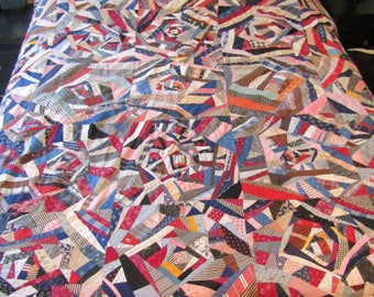 Vintage Crazy Quilt Top Unfinished Stunning