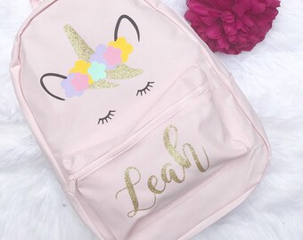 Unicorn Bag - Personalised Backpack - Unicorn Backpack - Backpack with name - Monagram Backpack - Glitter backpack - Girls Pink Backpack