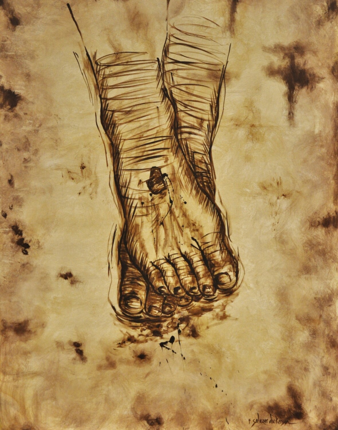 Jesus' Feet on the Cross Reproduction Poster Print