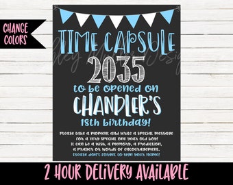 Boy Time Capsule - Blue Birthday Time Capsule - Blue Boy First Birthday - Time Capsule Sign - 1st bday Birthday Decor - Blue Birthday Sign