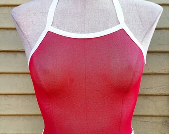 Red mesh halter top