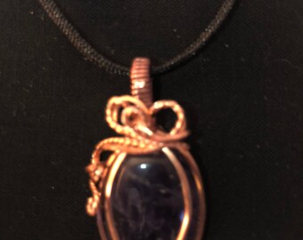 Amethyst and copper pendant