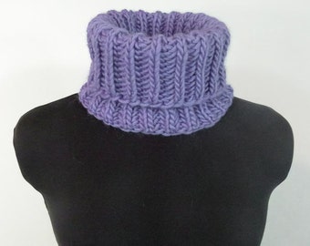 Chunky Hand Knit Cowl - Brioche Knit Neckwarmer in Periwinkle - Item 1252