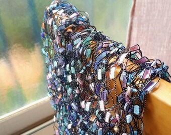 Gift for Mother's day Violet ribbon necklace scarf Bohemian jewelry Gift for girlfriend Purple scarf for women Triangle shawl Wife gift Boho