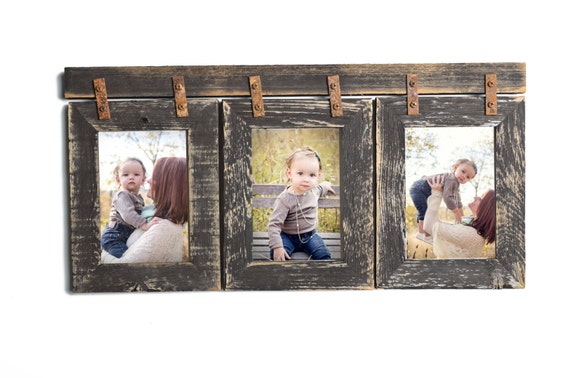 Barnwood Collage Frame 3 hole 5x7 Multi Opening Frame-Rustic