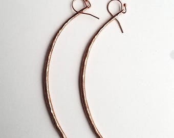 Long Hammered Copper Spike Earrings