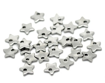 Tiny star charms stainless steel hypoallergenic charms 10pcs