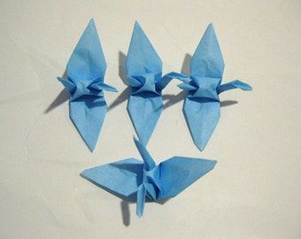 100 3" Medium blue origami paper cranes wedding party decoration