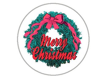 Christmas Envelope Seals - 1.2" Christmas Stickers - 144 Fun Holiday Stickers (Wreath) - 25155