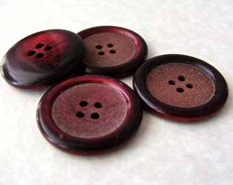 Set of Four Vintage 1930's Coat Button-Cranberry Red Plastic - 1 & 1/16" VRP48