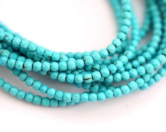 65 Pieces Turquoise Beads 3 mm faceted