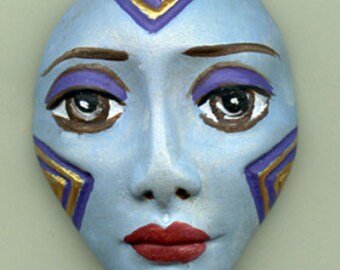 Polymer Clay One of a Kind Spirit Doll Blue Detailed Face Cab Un Drilled BSD 1