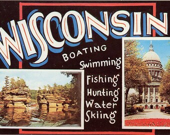Wisconsin Large Letter Greetings Postcard 1959 (unused)