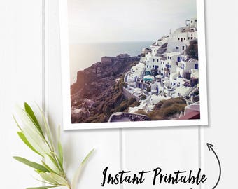 Santorini printable photography, Greece photography download, Santorini photography print download, square digital download, Greece print