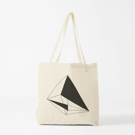 Tote bag, Black Geometry, cotton bag, canvas bag, groceries bag, novelty gift, laptop bag, gift for coworker, shopper bag, fabric tote.