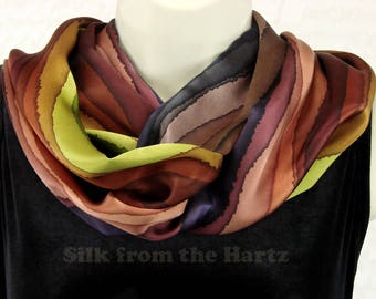 Earthtone Stripe Silk Infinity Scarf