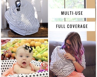 Nursing Cover Scarf, Breastfeeding Scarf, Nursing Poncho, Nursing Scarf, Infinity Scarf, Breastfeeding Cover, BLACK CROSSES