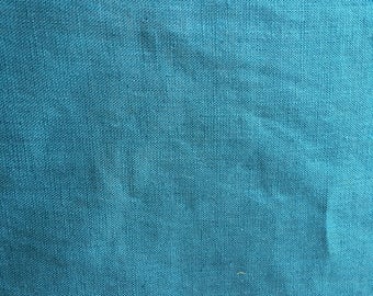 Turquoise blue/green 100% linen. Soft washed quality linen fabric.