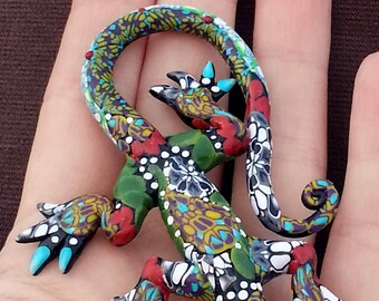 Lizard Brooch - Salamander Brooch - Polymer Clay Brooch pin - Polymer clay jewelry - Handmade Creative Brooch - Women's jewelry - gift ideas