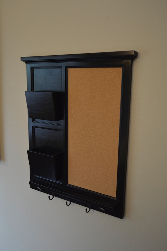 Cork board with Two Mail Organizer letter holder Key / Coat / Hat rack - RusTic - Home Decor