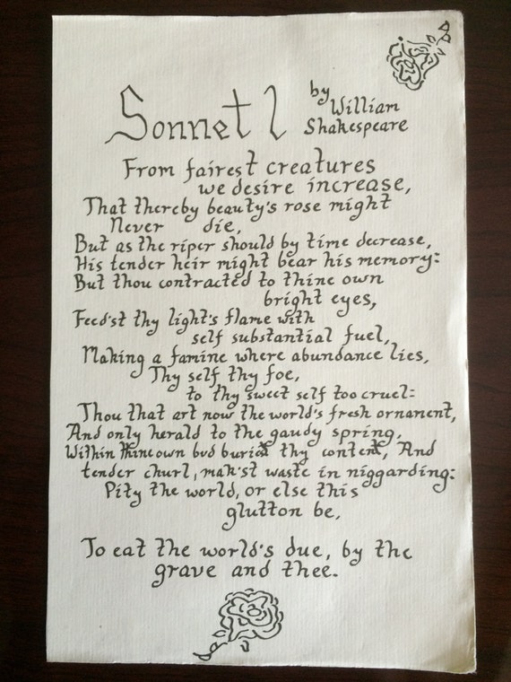 Mini Sonnet I by William Shakespeare//Handwritten Calligraphy