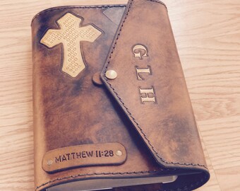 Personalized Leather Bible Cover, Custom Scripture Cover, Large Bible Cover, Handmade Bible Cover, Christian Gift, Christian Bible Case