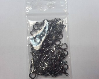 set of 50 grey hematite lobster clasps 12mm x 7mm