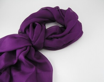Silk Chiffon Scarf --- Purple