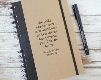 Graduation Gift Journal Notebook Birthday Gift Positive Inspirational Gift College Graduation Ralph Waldo Emerson EM1