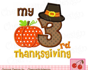 My 3rd Thanksgiving, Pilgrim hat Number 3 Machine Embroidery Applique Design - 4x4 5x5 6x6"
