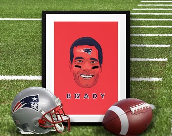Tom Brady New England Patriots Superbowl Illustrated Poster Print | A6 A5 A4 A3