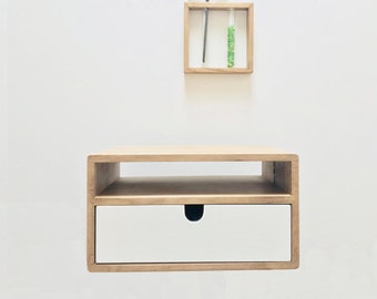 White Draw Floating Nightstand, floating shelf, floating bedside, floating stand, bedside, nightstand, solid wood ,Scandinavian,mid century