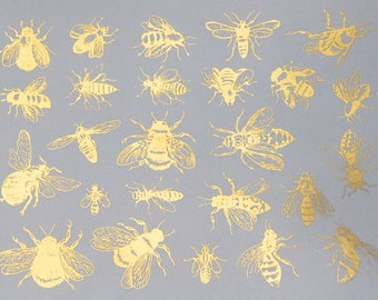 Vintage Bees Ceramic Decals, Glass Fusing Decals, Waterslide Decals, Ceramic Transfers