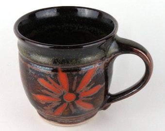 Stoneware Mug - 16 oz. - Coffee Cup - Latte Mug - Teacup - Rich Brown / Handmade wheel thrown pottery