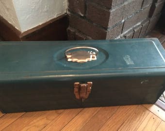 Vintage Union Steel Chest Corp, Vintage Tool Box, Blue Metal Tool Box