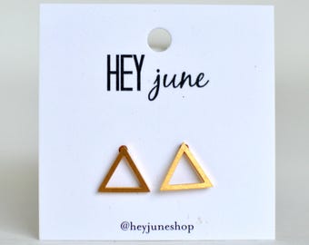 open triangle stud earrings, triangle stud earrings, gold open triangle earrings, silver open triangle earrings, minimalist earrings,