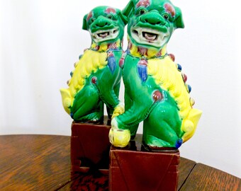 Chinese Foo Dogs Mid Century Decor Chinese Porcelain