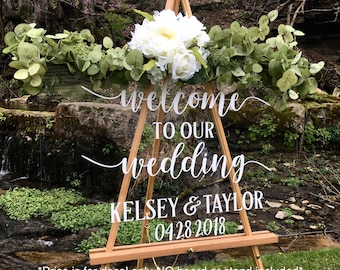 Welcome Wedding Decal Personalized Name and Date Simple Wedding Sign Decal for Acrylic Sign Wedding Rustic Welcome Wedding Vinyl Decal Only